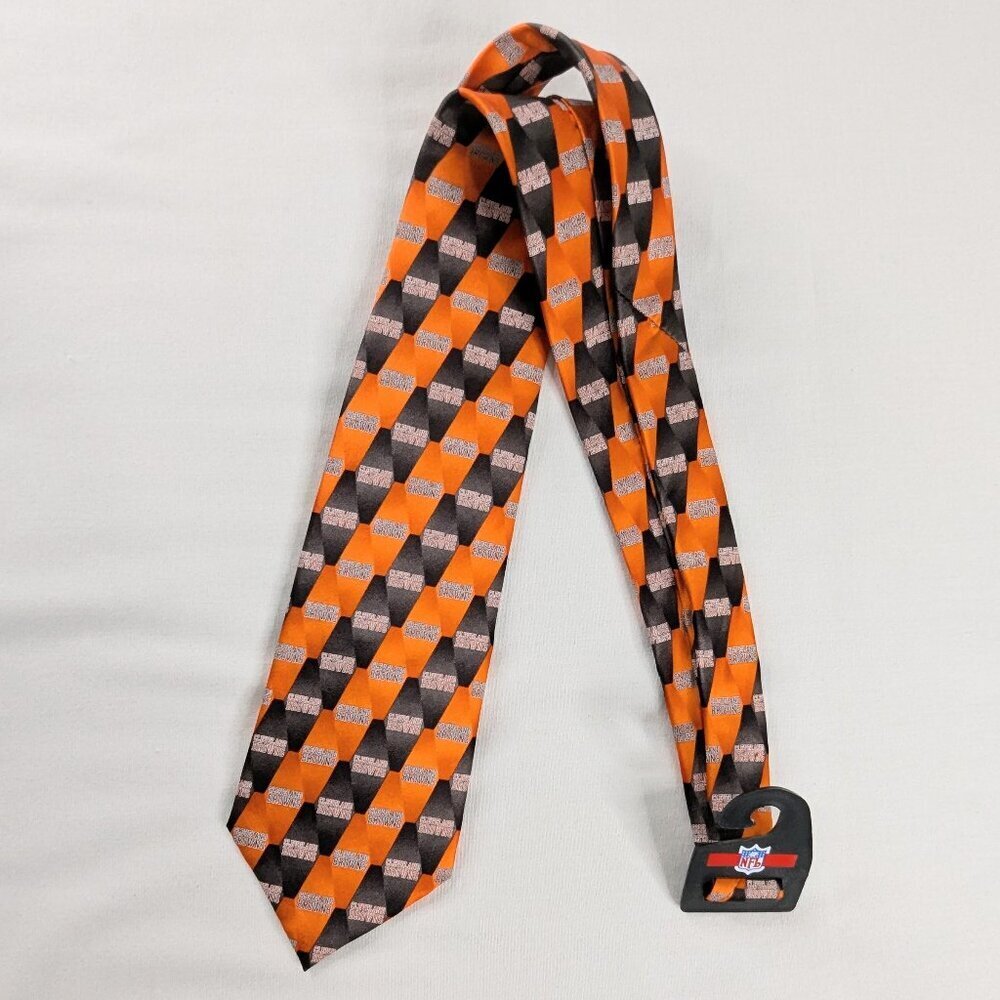 Cleveland Browns NFL Retro Brown and Orange Logo Silk Tie NEW